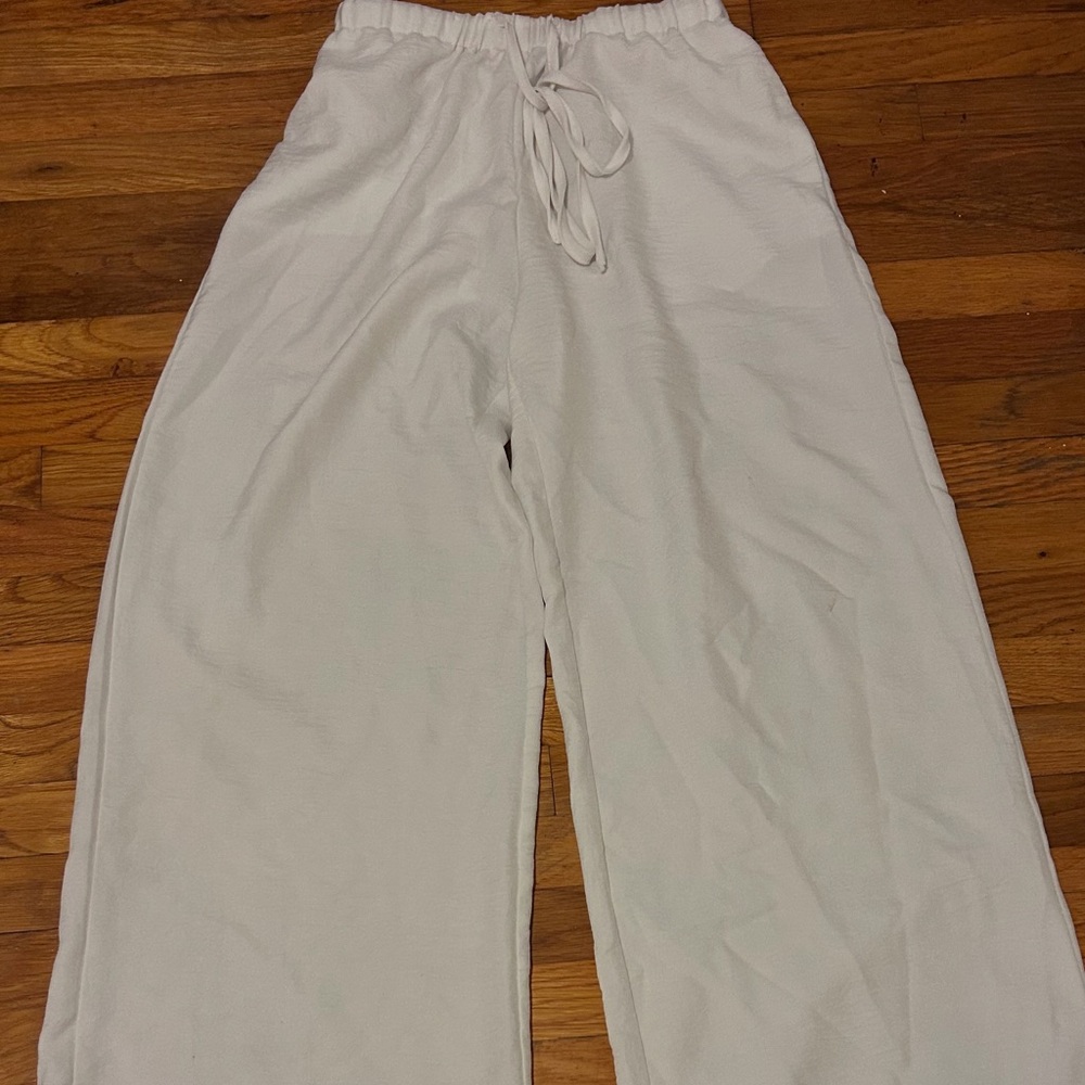 White Wide-Leg Pants